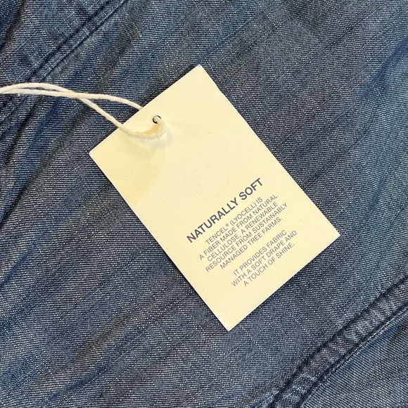 Chambray [GAP] 1/2 Button Down Mini Dress | NWT Blue Jean + Pockets | Small - Picture 10 of 16